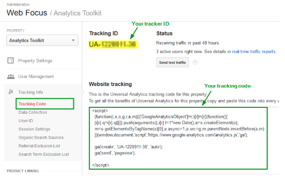 tracking ID Google Analytics