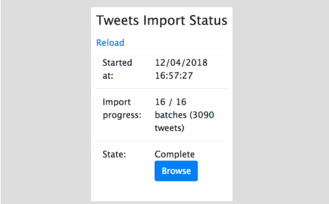 Cardigan Tweet import status page