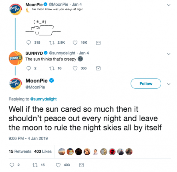MoonPie customer interaction on Twitter