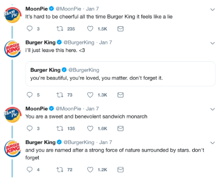 Tweets between Burger King and Moonpies