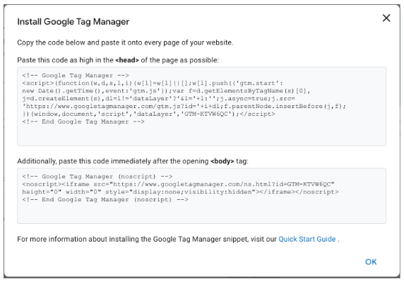 Google Tag Manager snippet