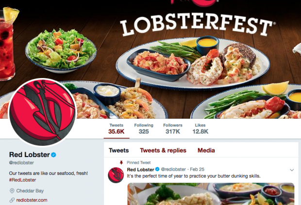 Twitter bio for Red Lobster