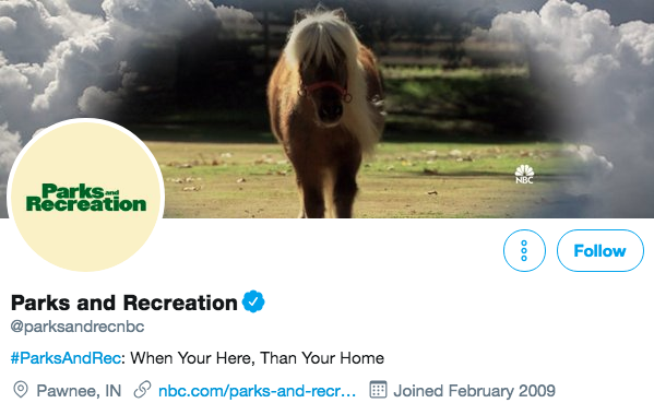 Twitter bio for Parks and Recreation