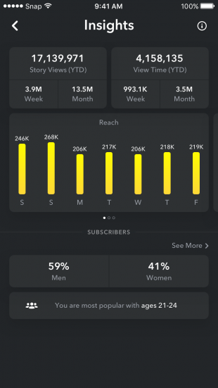 Snapchat Analytics overview screen