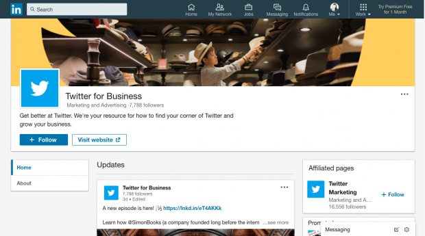 Twitter for Business showcase page