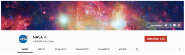 NASA YouTube channel banner