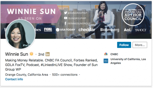 Winnie Sun LinkedIn profile