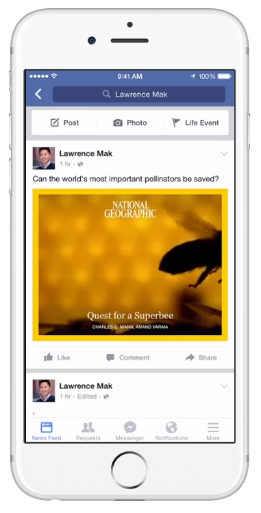 Screenshot of a Facebook Instant Article video