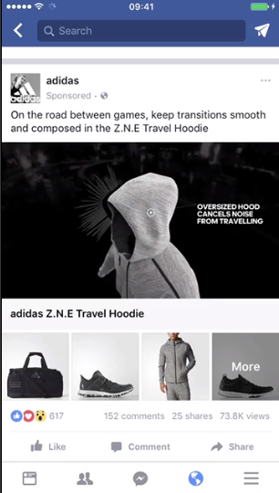 Screenshot of a Facebook feed collection ad