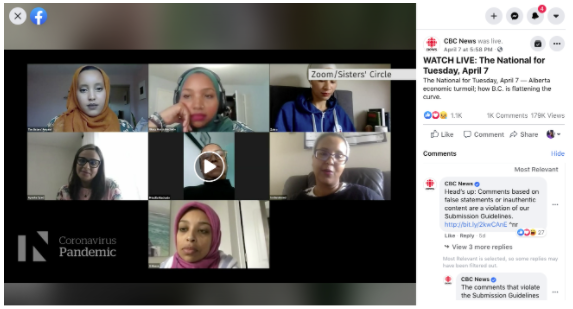 Screenshot of Sister's Circle live stream Zoom chat with CBC 