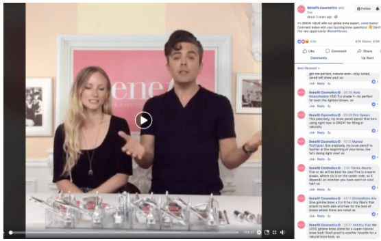 Benefit Cosmetics Facebook live video