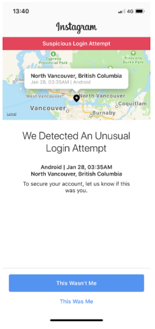 notification of unusual login attempt from North Vancouver