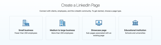 LinkedIn Page categories