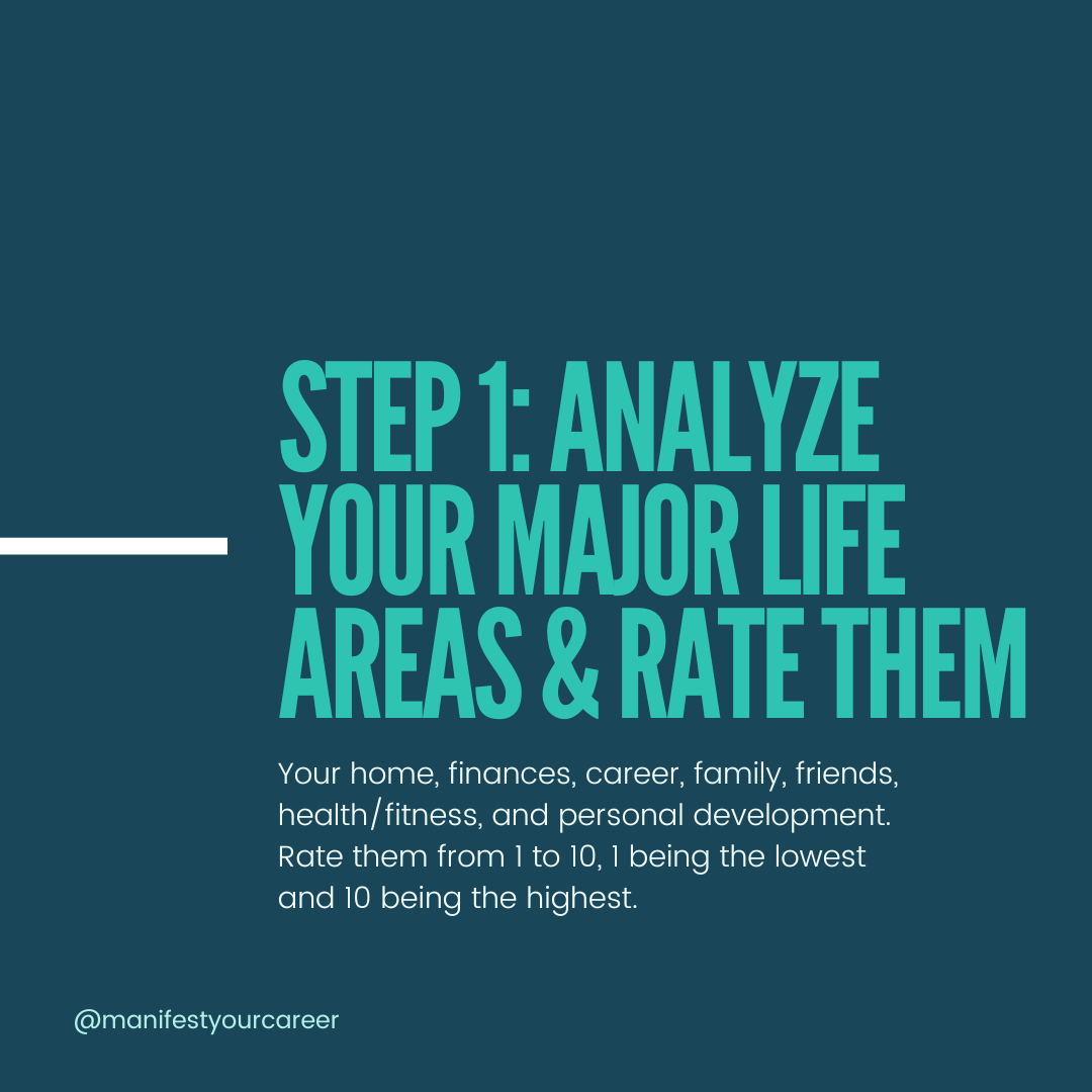 step 1 analyze your major life areas to manifest your dream career