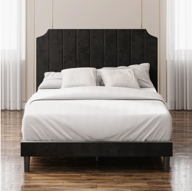 grey velvet bed frame from zinus