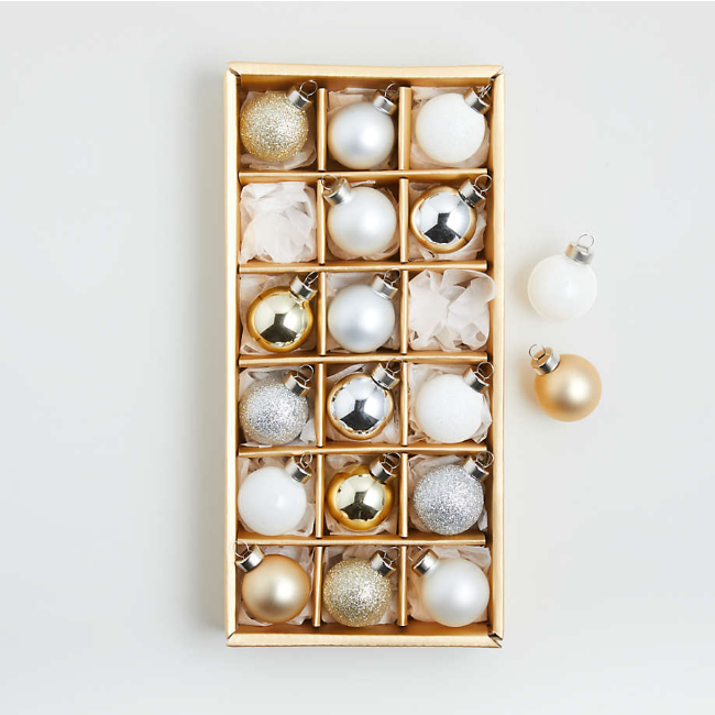 Screenshot 2021-11-14 at 20-48-39 Small Winter Metallics Ball Christmas Tree Ornaments, Set of 18 + Reviews Crate and Barrel