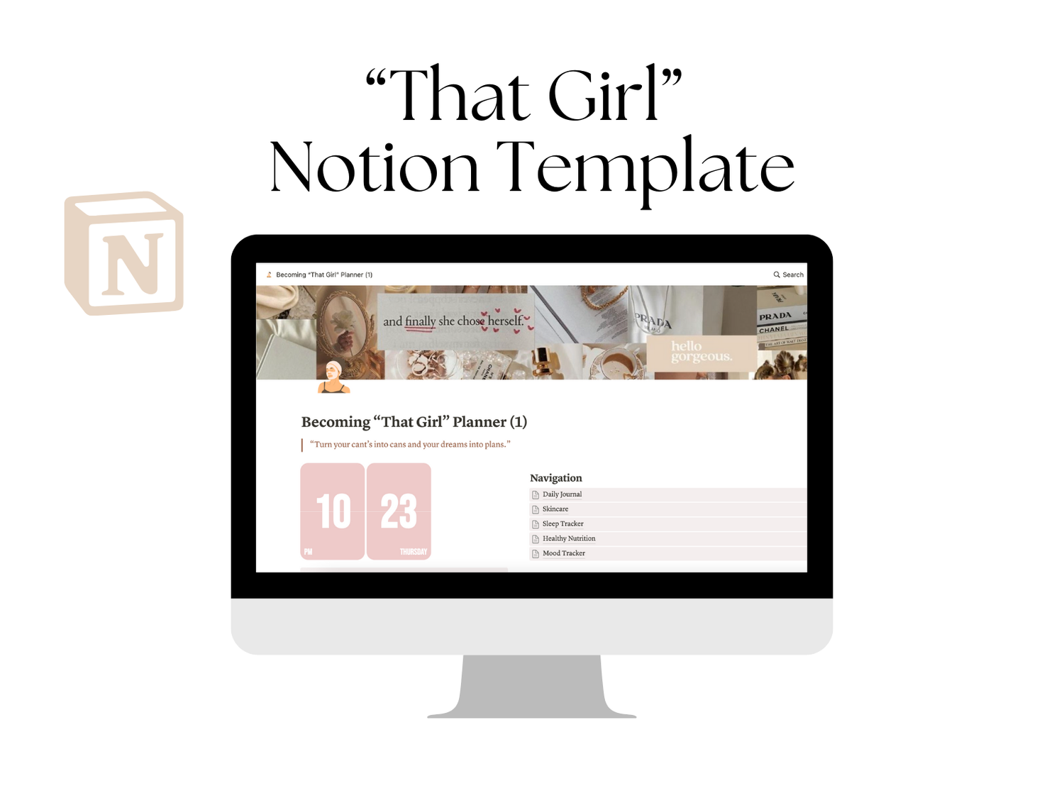 That Girl Notion Template — Aesthetic PLR