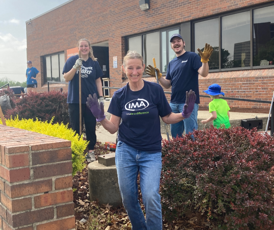 A volunteer group from IMA Financial helped revitalize our landscaping for spring and summer