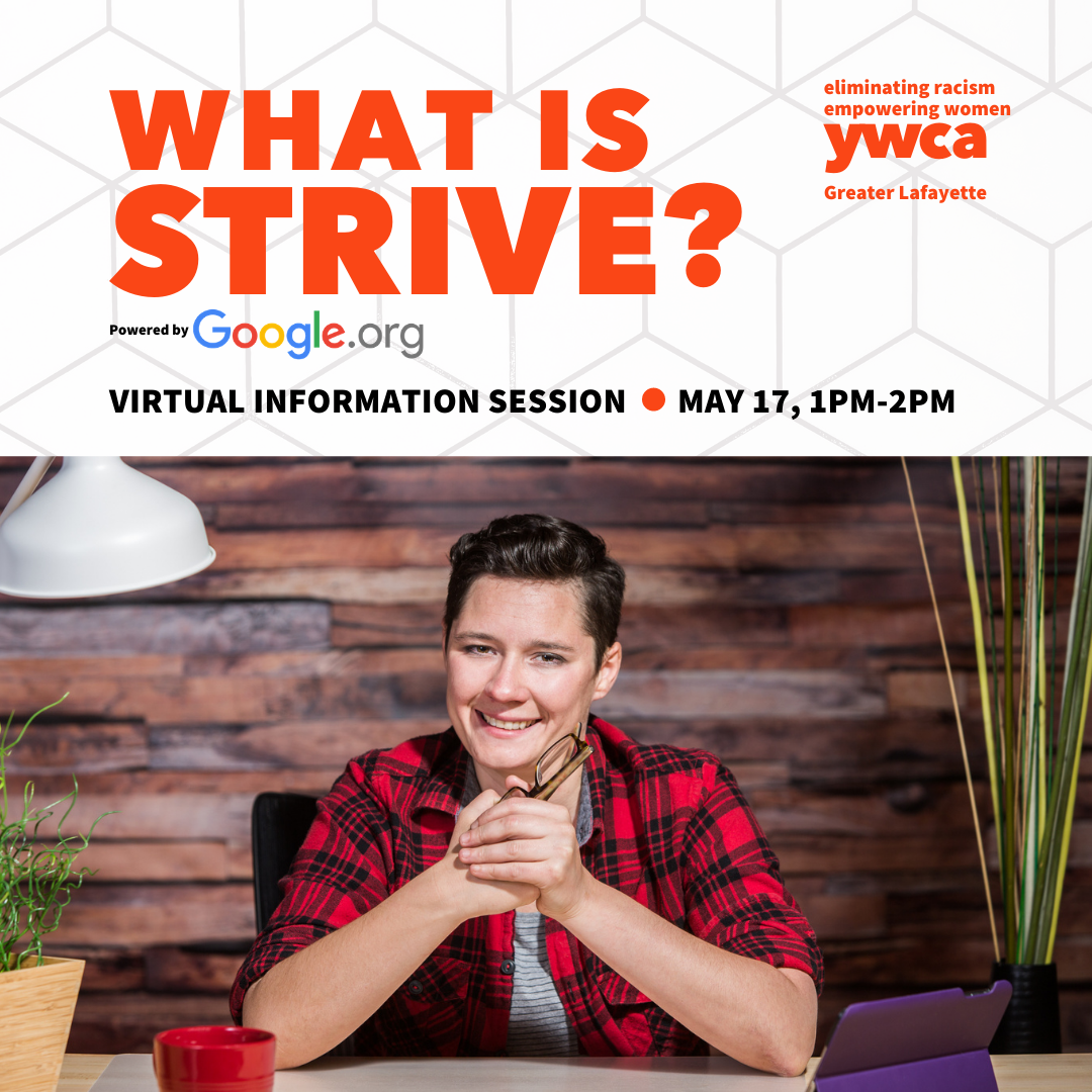 What is Strive information session with image of gender neutral person smiling