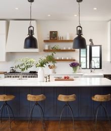 navy blue kitchen island