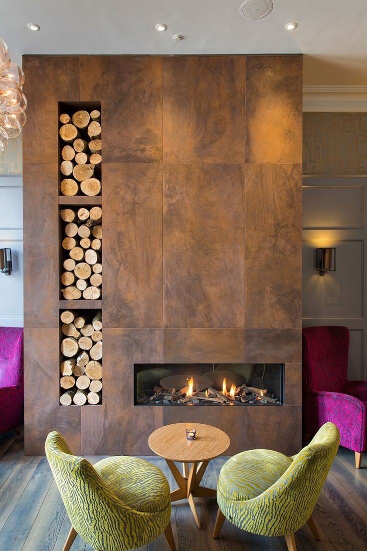 beautiful fireplace design winter
