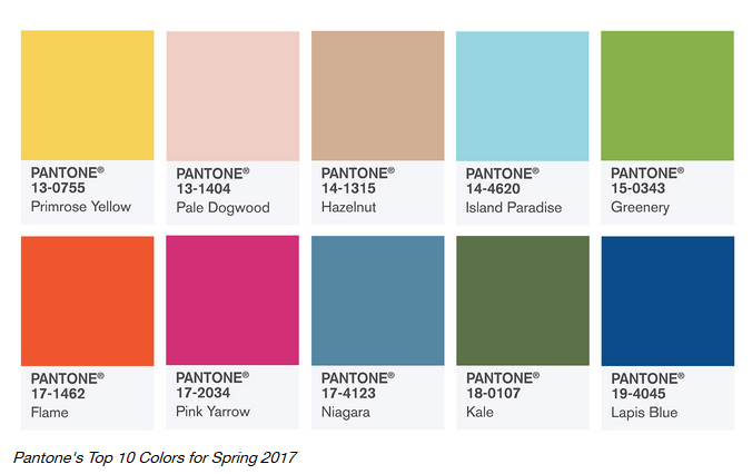Pantone top 10 colors spring 2017