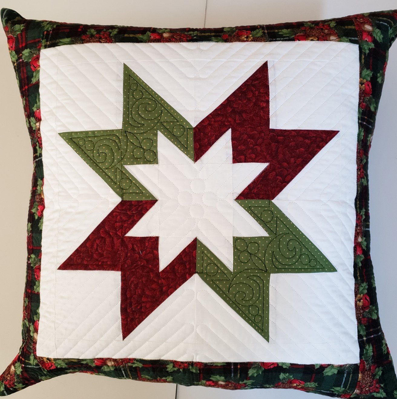 Quilted Pillow; Christmas Star Pillow