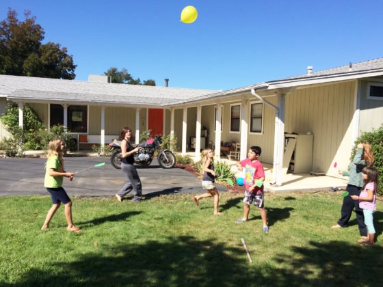 Balloon tennis at Camp Grandma with Susan Gaddis