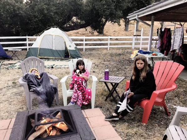 Getting ready for the camp fire at Camp Grandma 2019