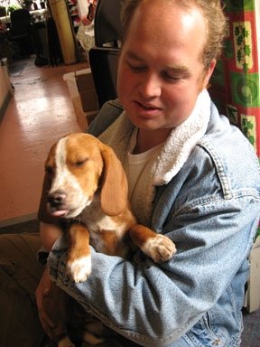 Rebecca's brother Clinton and his beagle Copper