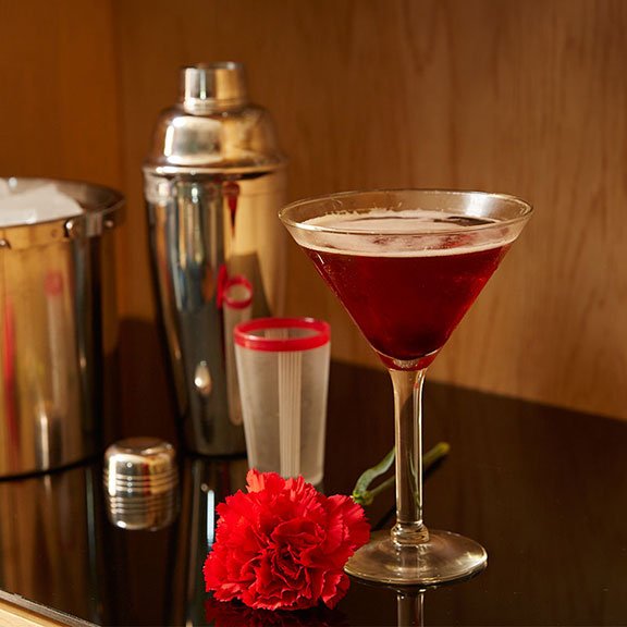 The Carnation Joe Classic Manhattan- served up- with a side of Red Carnation! 