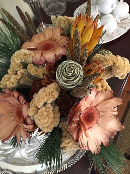 J created Dried Flower decor for P Allen's Moss Mountain Holiday Festivities!