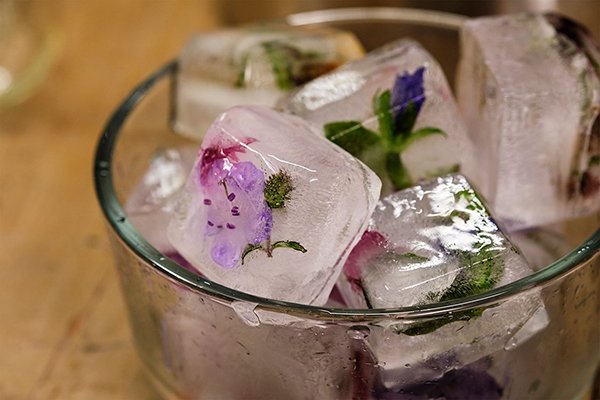The garden provides the perfect blooms that can be frozen inside ice cubes!