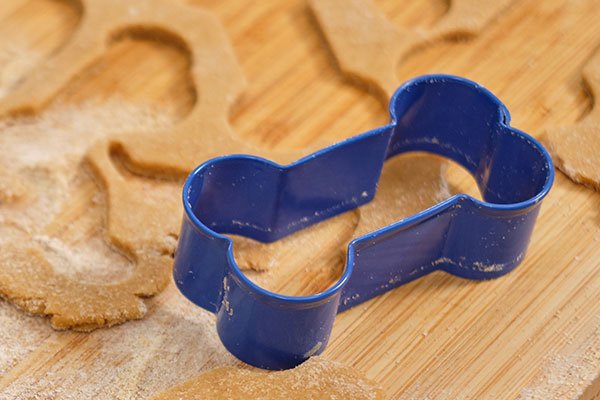 Use a dog bone shaped cookie cutter- or any other shape you like to create these dog treats!