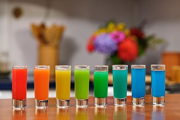Impressive and Fun- the fun is creating your own rainbow- with this Recipe for Rainbow Shots