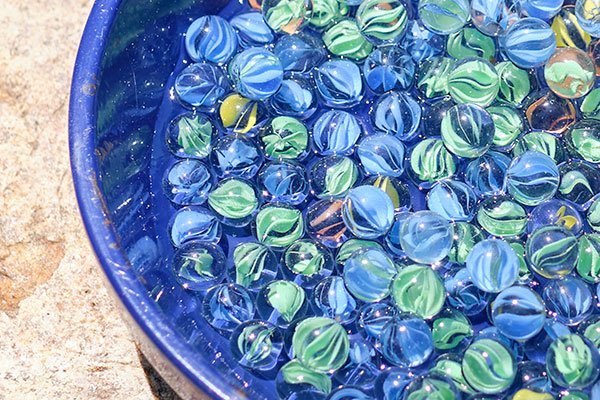 Water + Marbles + Ceramic Tray = A perfect watering station for Local Bees in your Garden!