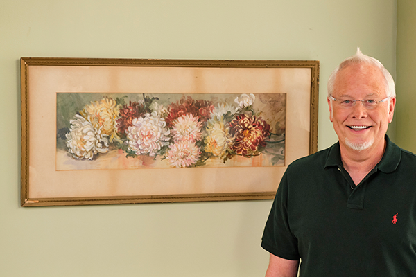 J and the painting of Chrysanthemums- his Grandfather had commissioned in the early 1900s
