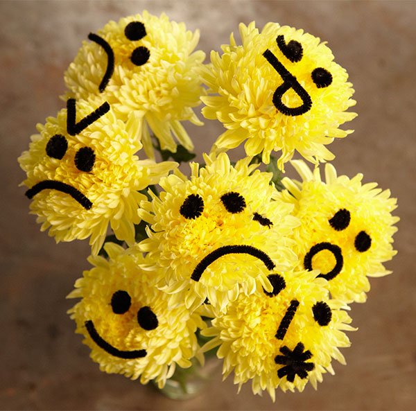 Let's Recreate EMOJIs- (well - actually Emoticons- with pipe cleaners on Football Mums- it's a fun Flower Craft- and fun for kids too!