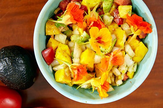 Kim shares her favorite salad recipe- and J tops it with nasturtium blooms