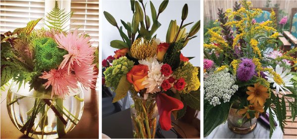 Actual Photos submitted b viewers of Flower arrangements they were inspired to  make after watching “J Schwanke’s Life in Bloom”.