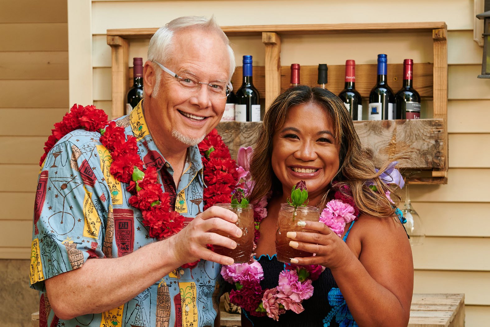 J hosts guest Jennifer Pascua- for Lei making- and Flower Inspired Tropical Cocktails- in Season 4 of “J Schwanke’s Life in Bloom” - and even a Hula Lesson! 