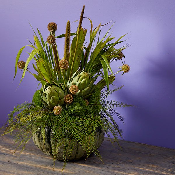 J shares tips for creating this Green Pumpkin arrangement - that is perfect to Transition from Summer to Early Fall! 
