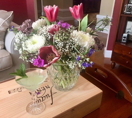 Brad and Kelly Gomez- are the originators of the term "Schwankes" for their Finer Things Sunday events- I'm honored to share their creations- both Flowers and Flower Cocktails- in this week's "Flowers from You"... our New Viewer Feedback Feature on "Life in Bloom"!