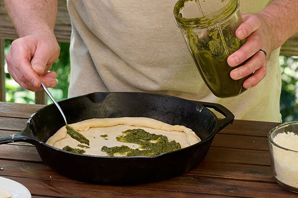 J shares his favorite recipe for pizza on the grill... that includes this week's recipe- PESTO made from Basil!