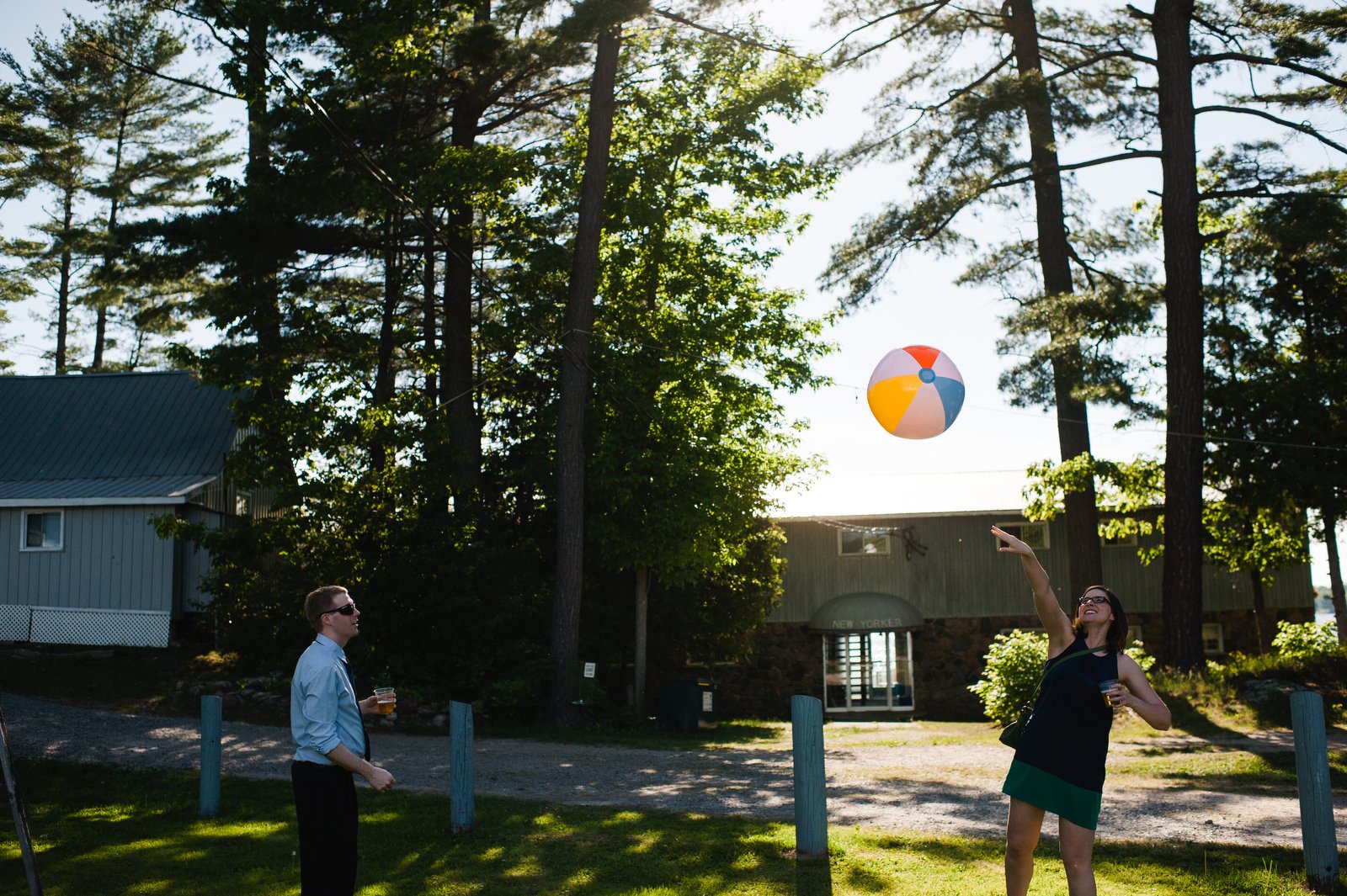 lawn games at the muskoka resort wedding of emma and remi | delmonte in the pines