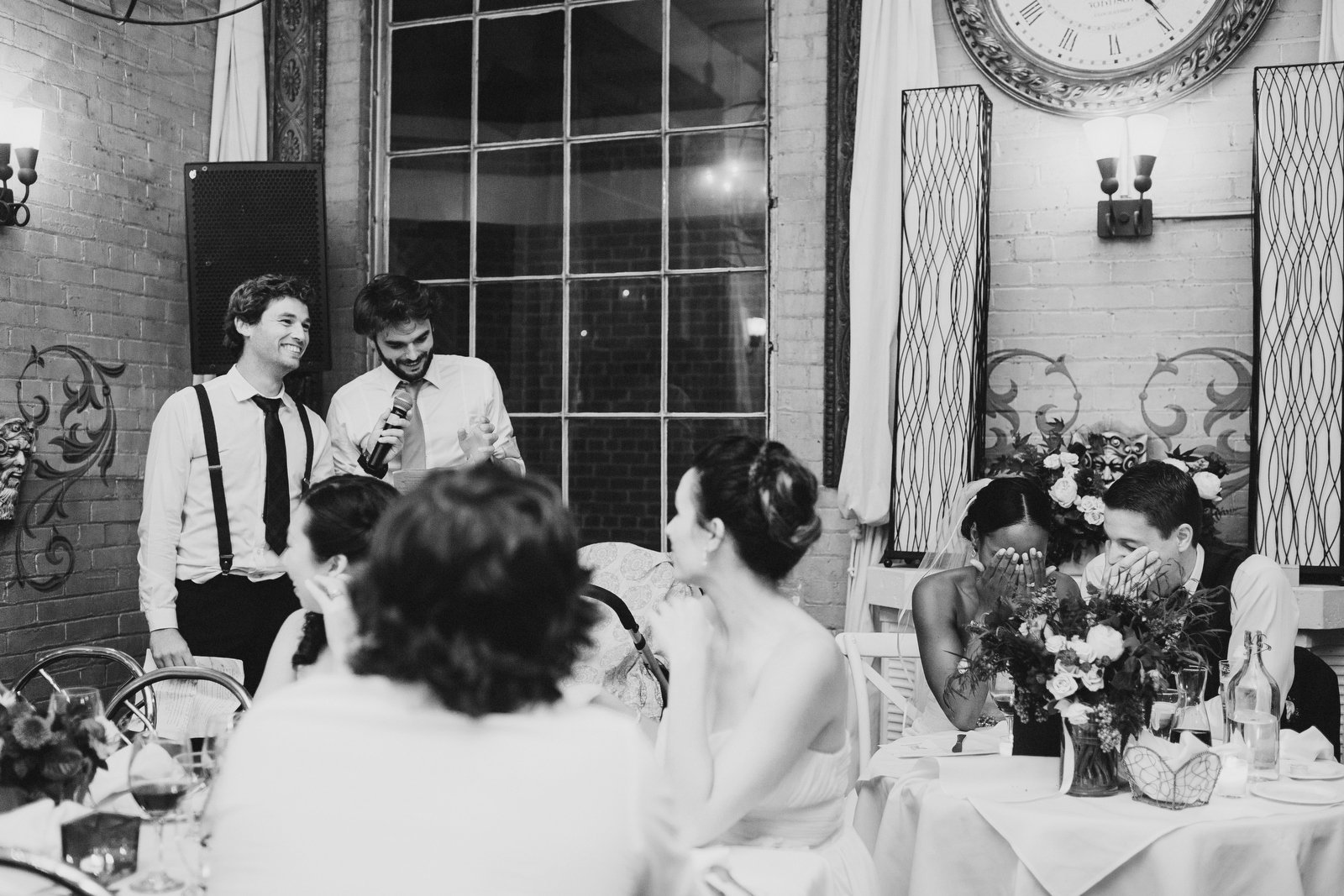 i cannot believe they are telling this story | liberty village wedding photography | caffino ristorante wedding