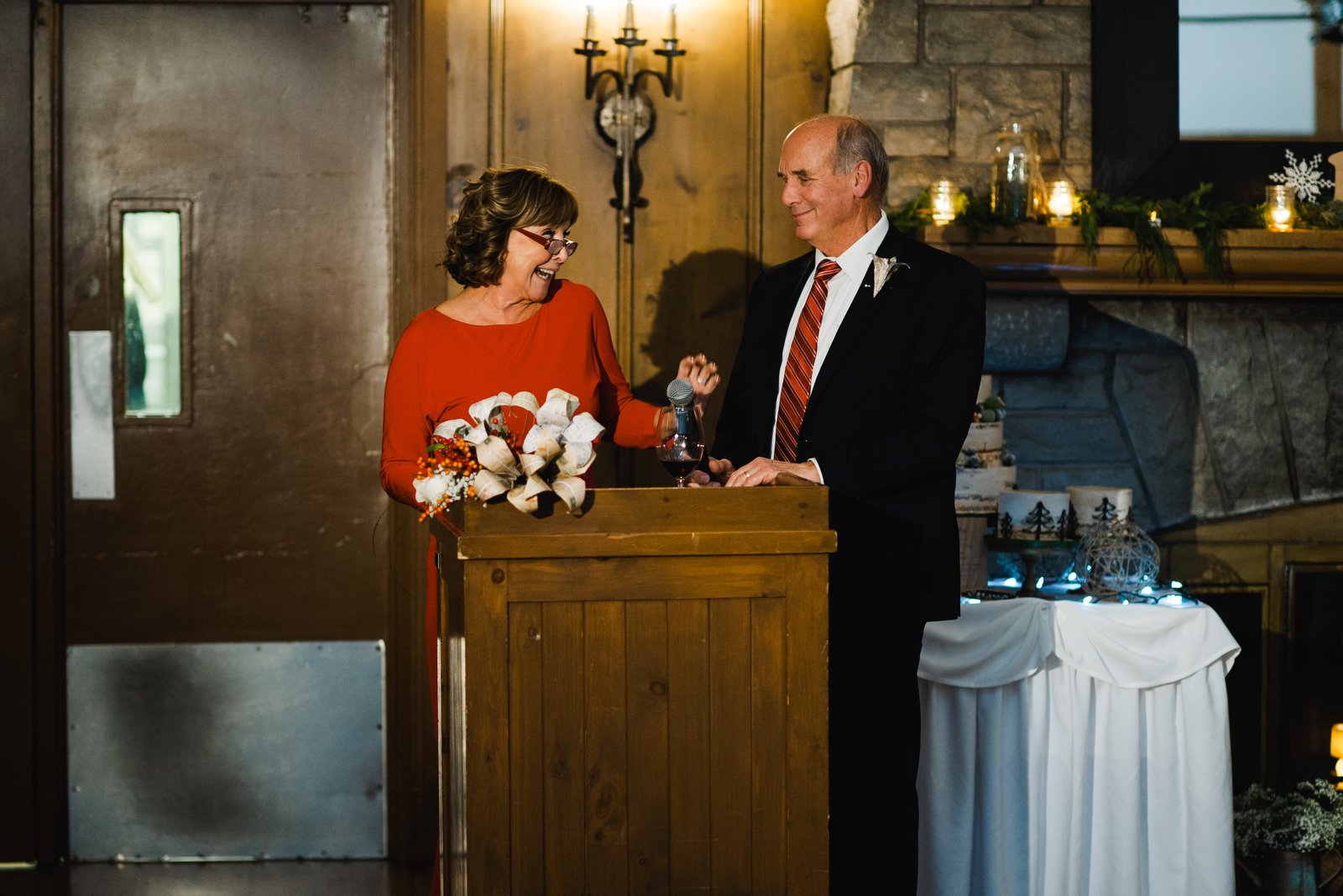 parents of the bride give their wedding speech