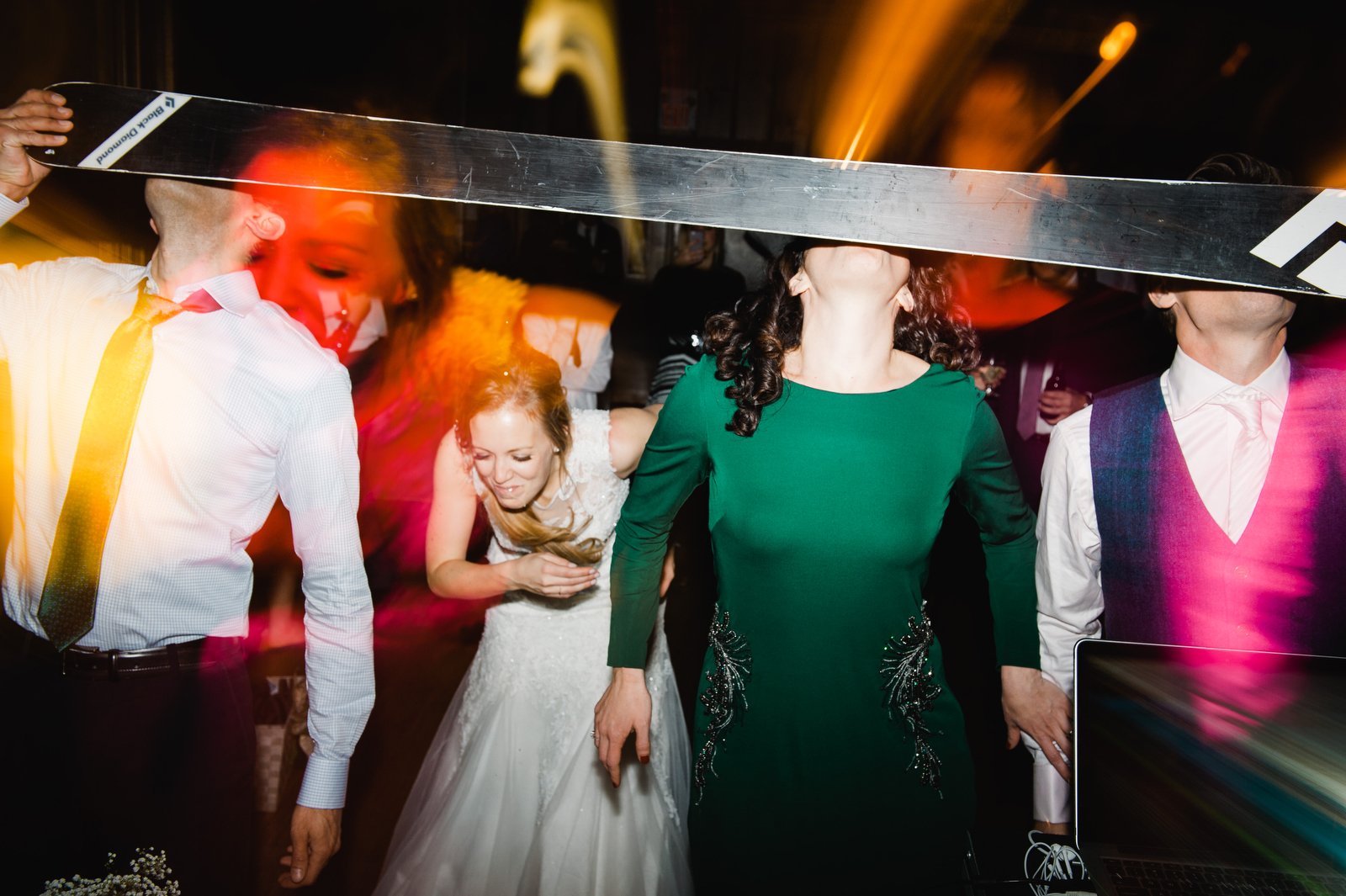 the shot-ski game to get the bride and groom to kiss