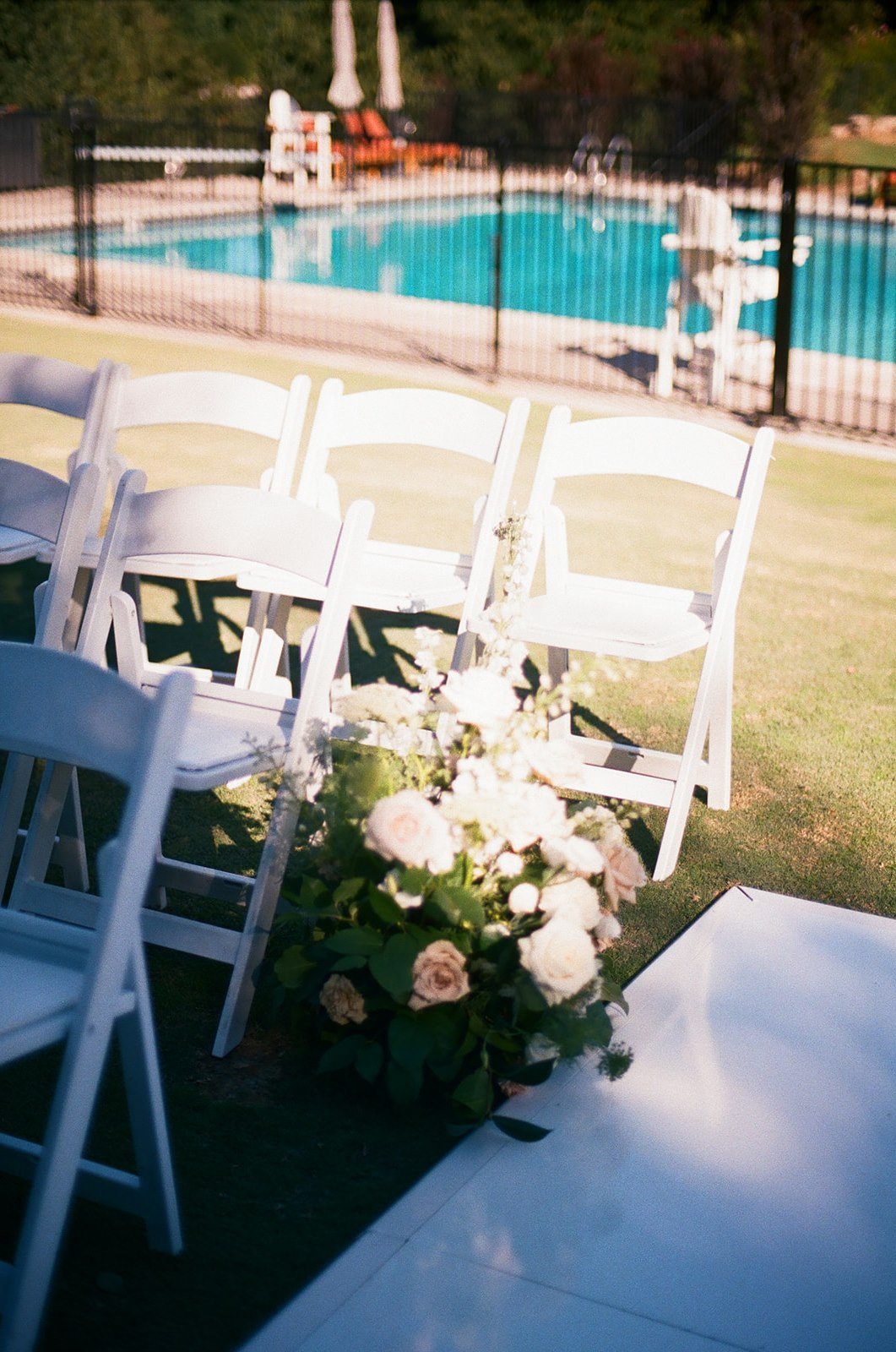 Romantic wedding details and floral arrangements
