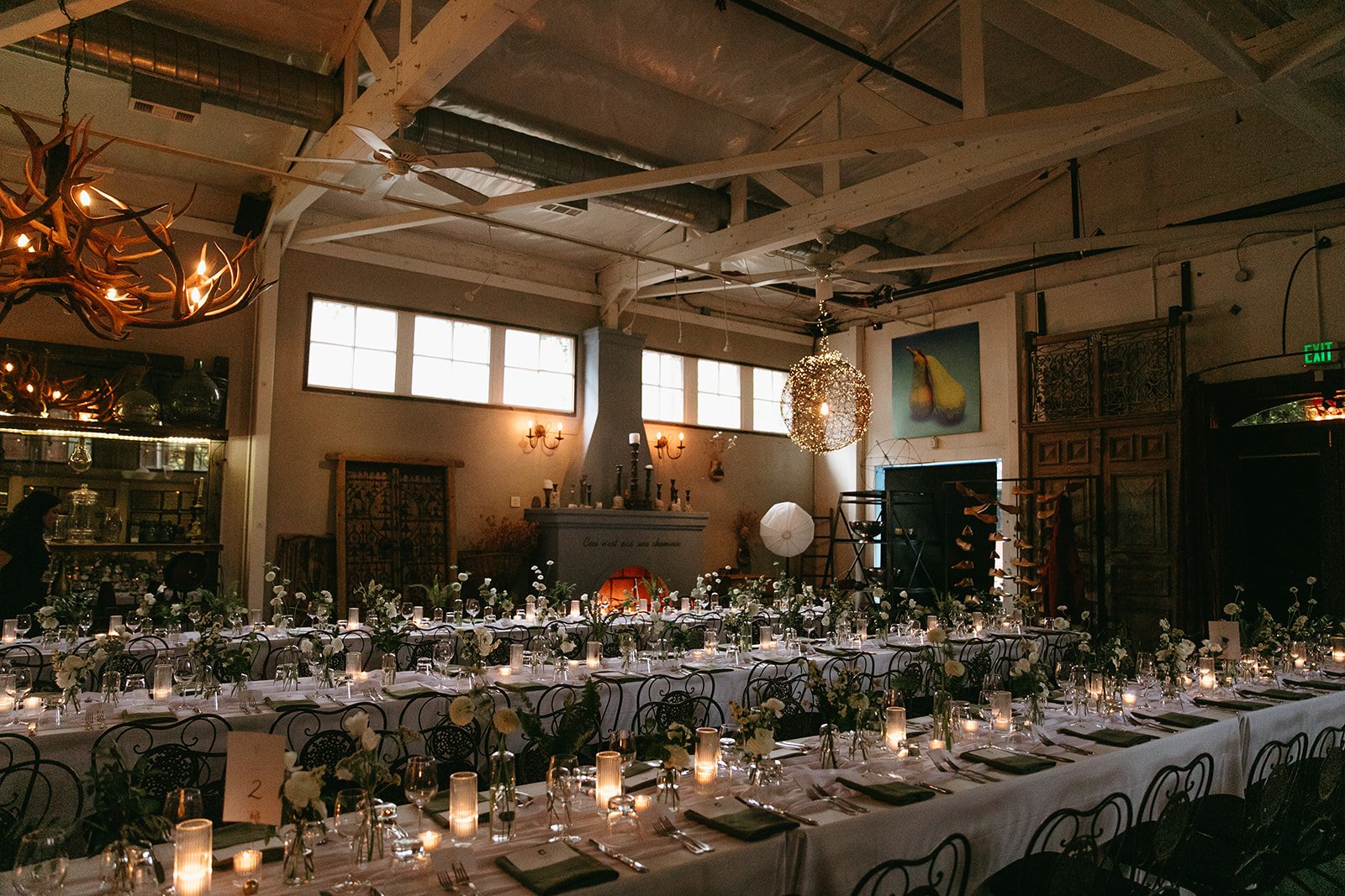 An intimate Barndiva Wedding with white florals and elegant decor